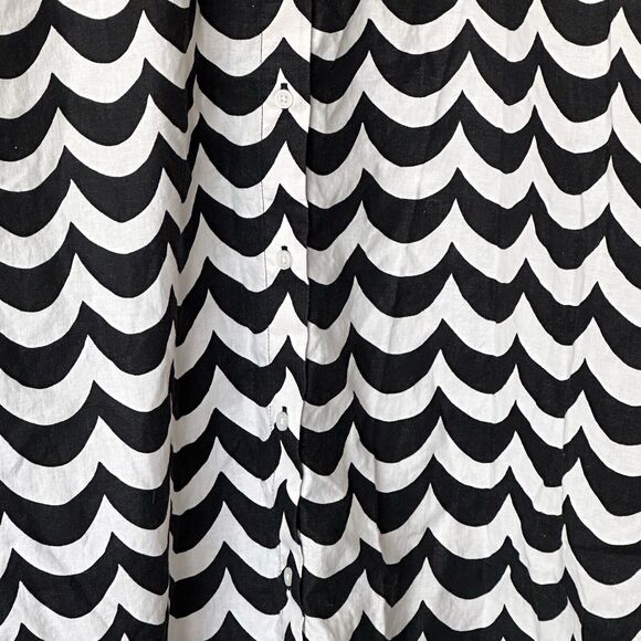Marimekko X Uniqlo Small Black White Wave Print Linen Blend Shirt Midi Dress - Picture 10 of 10